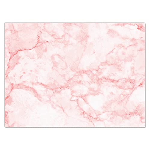 DecoCat Herdabdeckplatte Ceranfeld 70x52 cm Einteilig Marmor Naturstein-Optik Rosa (02504) Schneideplatte Glas Kochfeldabdeckung Herdabdeckung Induktionsschutz von DecoCat