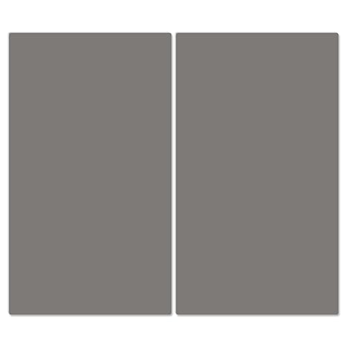 DecoCat Herdabdeckplatten Ceranfeld 2 x 30x52 cm (insgesamt 60x52) Zweiteilige Schneideplatten aus Glas Rechteckige Kochfeldabdeckung Einfarbig Graualuminium (90077) von DecoCat