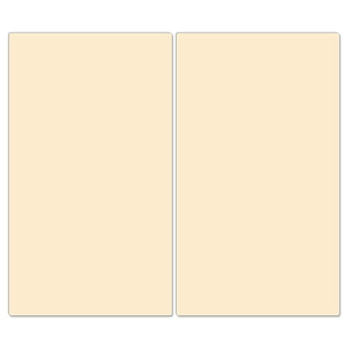 DecoCat Herdabdeckplatten Ceranfeld 2 x 30x52 cm (insgesamt 60x52) Zweiteilige Schneideplatten aus Glas Rechteckige Kochfeldabdeckung Einfarbig Hellelfenbein (10163) von DecoCat