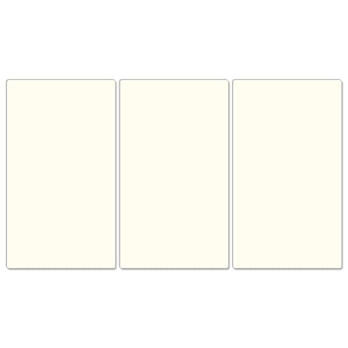 DecoCat Herdabdeckplatten Ceranfeld 3 x 30x52 cm (insgesamt 90x52) Dreiteilige Schneideplatten aus Glas Rechteckige Kochfeldabdeckung Einfarbig Crèmeweiß (90197) von DecoCat