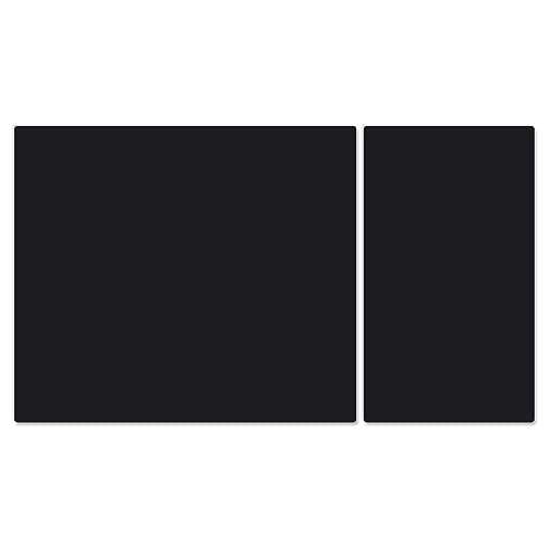 DecoCat Herdabdeckplatten Ceranfeld 60x52 + 30x52 cm (zusammen 90 cm breit) Zweiteilige Schneideplatten aus Glas Rechteckige Kochfeldabdeckung Einfarbig Signalschwarz (90228) von DecoCat