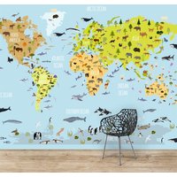 Animal World Map Tapete von DecoDetales