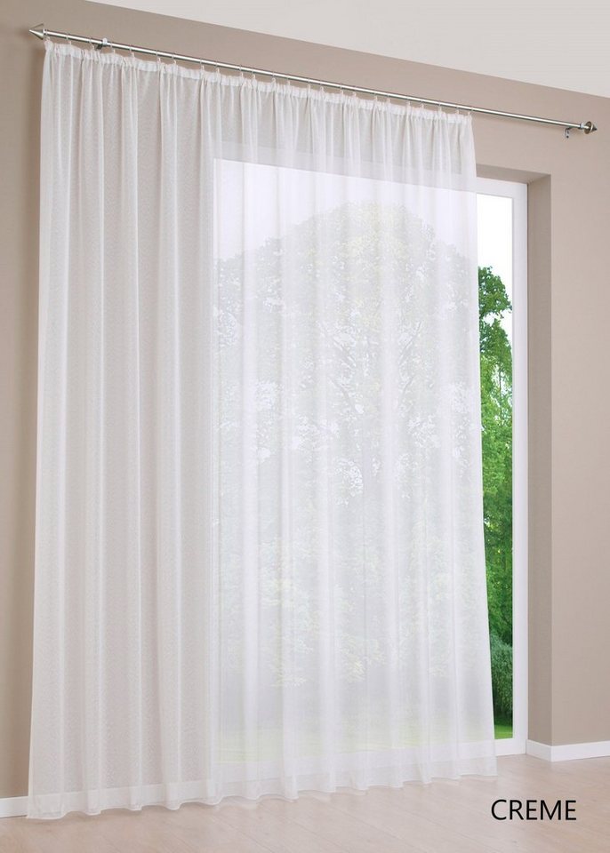 Gardine Voile Creme, DecoHome24, Kräuselband, transparent, Voile, Store von DecoHome24