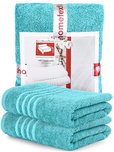 DecoHomeTextil Badetuch 2er-Set 70 x 140 cm in Türkis aus 100% Baumwolle, Badetücher, hochwertig, kuschelweich und saugstark DecoHomeTextil Badetuch 2er-Set 70 x 140 cm in Türkis aus 100% Baumwolle, Badetücher, hochwertig, kuschelweich und saugstark von DecoHomeTextil Heimtextilmanufaktur