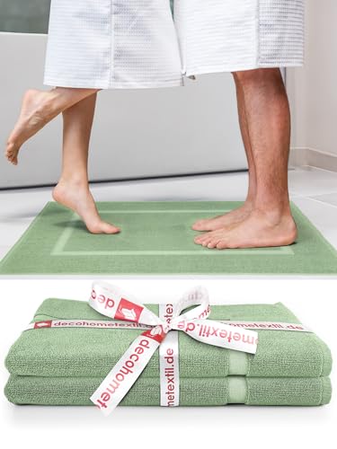 DecoHomeTextil Handtuch-Set 2 Badematten in Salbeigrün aus 100% Baumwolle, hochwertig, kuschelweich und saugstark von DecoHomeTextil Heimtextilmanufaktur