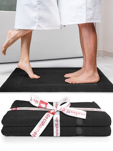 DecoHomeTextil Handtuch-Set 2 Badematten in Schwarz aus 100% Baumwolle, hochwertig, kuschelweich und saugstark von DecoHomeTextil Heimtextilmanufaktur