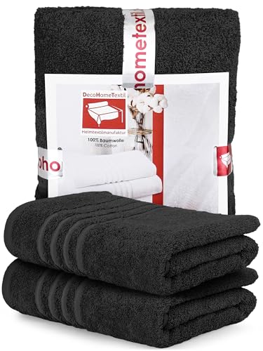 DecoHomeTextil Handtuch-Set 2 Badetücher in Schwarz aus 100% Baumwolle, hochwertig, kuschelweich und saugstark von DecoHomeTextil Heimtextilmanufaktur