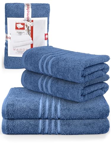 DecoHomeTextil Handtuch-Set 2 Handtücher, 2 Badetücher in Blau aus 100% Baumwolle, hochwertig, kuschelweich und saugstark von DecoHomeTextil Heimtextilmanufaktur