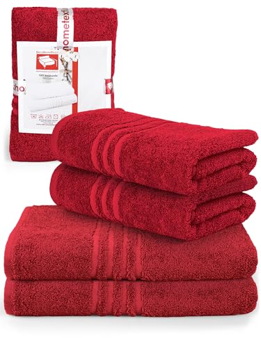 DecoHomeTextil Handtuch-Set 2 Handtücher, 2 Badetücher in Bordeauxrot aus 100% Baumwolle, hochwertig, kuschelweich und saugstark von DecoHomeTextil Heimtextilmanufaktur