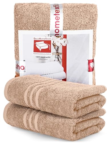 DecoHomeTextil Handtuch-Set 2 Handtücher in Beige aus 100% Baumwolle, hochwertig, kuschelweich und saugstark von DecoHomeTextil Heimtextilmanufaktur