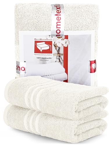 DecoHomeTextil Handtuch-Set 2 Handtücher in Champagner Creme aus 100% Baumwolle, hochwertig, kuschelweich und saugstark von DecoHomeTextil Heimtextilmanufaktur