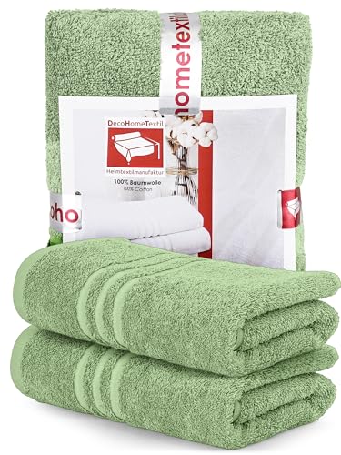 DecoHomeTextil Handtuch-Set 2 Handtücher in Salbeigrün aus 100% Baumwolle, hochwertig, kuschelweich und saugstark von DecoHomeTextil Heimtextilmanufaktur