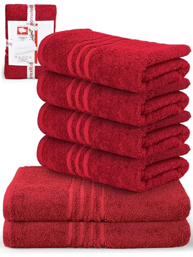 DecoHomeTextil Handtuch-Set 4 Handtücher, 2 Badetücher in Bordeauxrot aus 100% Baumwolle, hochwertig, kuschelweich und saugstark von DecoHomeTextil Heimtextilmanufaktur