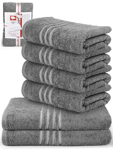 DecoHomeTextil Handtuch-Set 4 Handtücher, 2 Badetücher in Dunkelgrau aus 100% Baumwolle, hochwertig, kuschelweich und saugstark von DecoHomeTextil Heimtextilmanufaktur