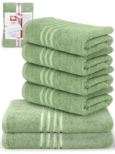 DecoHomeTextil Handtuch-Set 4 Handtücher, 2 Badetücher in Salbeigrün aus 100% Baumwolle, hochwertig, kuschelweich und saugstark von DecoHomeTextil Heimtextilmanufaktur