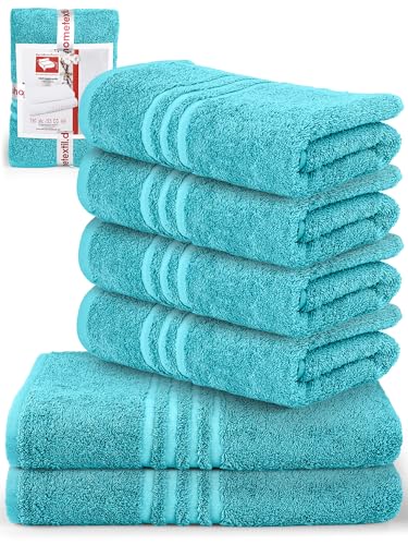 DecoHomeTextil Handtuch-Set 4 Handtücher, 2 Badetücher in Türkis aus 100% Baumwolle, hochwertig, kuschelweich und saugstark von DecoHomeTextil Heimtextilmanufaktur