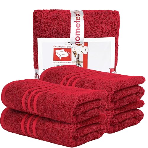 DecoHomeTextil Handtuch-Set 4 Handtücher in Bordeauxrot aus 100% Baumwolle, hochwertig, kuschelweich und saugstark von DecoHomeTextil Heimtextilmanufaktur