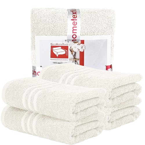DecoHomeTextil Handtuch-Set 4 Handtücher in Champagner Creme aus 100% Baumwolle, hochwertig, kuschelweich und saugstark von DecoHomeTextil Heimtextilmanufaktur