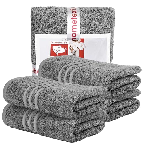 DecoHomeTextil Handtuch-Set 4 Handtücher in Dunkelgrau aus 100% Baumwolle, hochwertig, kuschelweich und saugstark von DecoHomeTextil Heimtextilmanufaktur