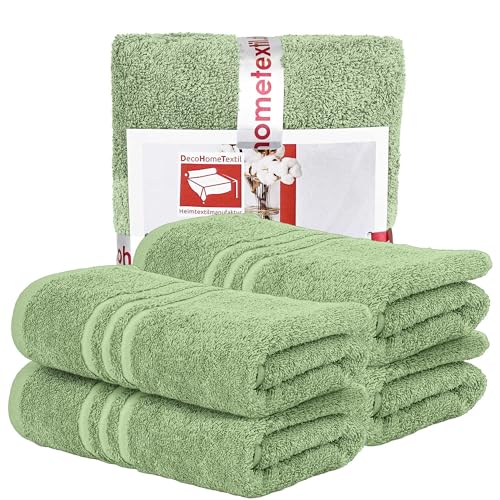 DecoHomeTextil Handtuch-Set 4 Handtücher in Salbeigrün aus 100% Baumwolle, hochwertig, kuschelweich und saugstark von DecoHomeTextil Heimtextilmanufaktur
