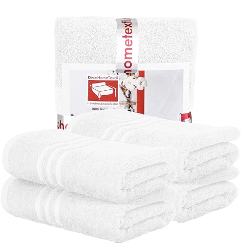 DecoHomeTextil Handtuch-Set 4 Handtücher in Weiß aus 100% Baumwolle, hochwertig, kuschelweich und saugstark von DecoHomeTextil Heimtextilmanufaktur