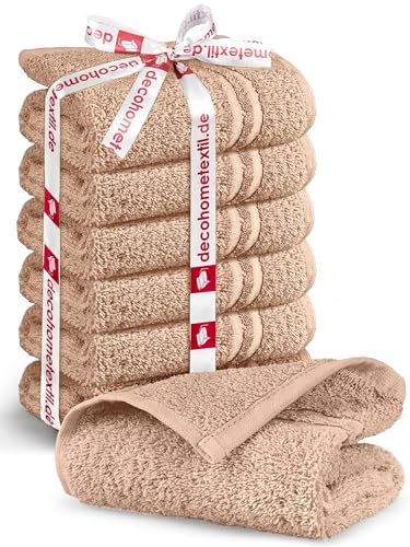 DecoHomeTextil Handtuch-Set 6 Gästetücher in Beige aus 100% Baumwolle, hochwertig, kuschelweich und saugstark von DecoHomeTextil Heimtextilmanufaktur
