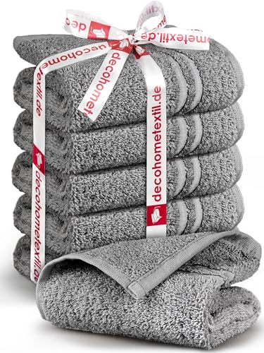 DecoHomeTextil Handtuch-Set 6 Gästetücher in Dunkelgrau aus 100% Baumwolle, hochwertig, kuschelweich und saugstark von DecoHomeTextil Heimtextilmanufaktur