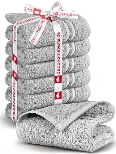 DecoHomeTextil Handtuch-Set 6 Gästetücher in Hellgrau aus 100% Baumwolle, hochwertig, kuschelweich und saugstark von DecoHomeTextil Heimtextilmanufaktur