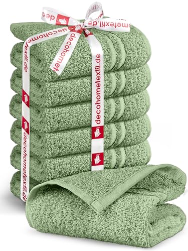 DecoHomeTextil Handtuch-Set 6 Gästetücher in Salbeigrün aus 100% Baumwolle, hochwertig, kuschelweich und saugstark von DecoHomeTextil Heimtextilmanufaktur