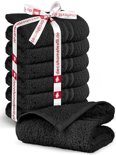 DecoHomeTextil Handtuch-Set 6 Gästetücher in Schwarz aus 100% Baumwolle, hochwertig, kuschelweich und saugstark von DecoHomeTextil Heimtextilmanufaktur