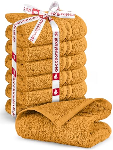 DecoHomeTextil Handtuch-Set 6 Gästetücher in Senf aus 100% Baumwolle, hochwertig, kuschelweich und saugstark von DecoHomeTextil Heimtextilmanufaktur