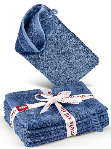 DecoHomeTextil Handtuch-Set 6 Waschlappen in Blau aus 100% Baumwolle, hochwertig, kuschelweich und saugstark von DecoHomeTextil Heimtextilmanufaktur