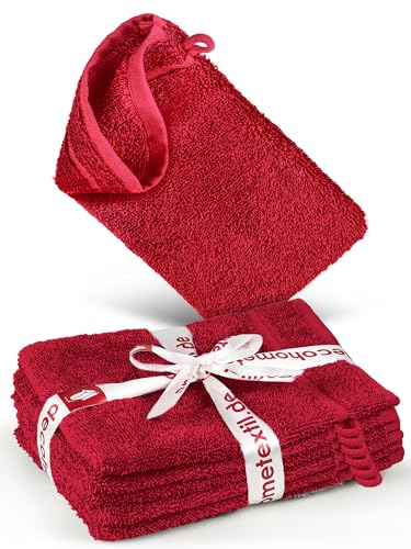 DecoHomeTextil Handtuch-Set 6 Waschlappen in Bordeauxrot aus 100% Baumwolle, hochwertig, kuschelweich und saugstark von DecoHomeTextil Heimtextilmanufaktur