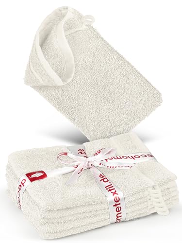 DecoHomeTextil Handtuch-Set 6 Waschlappen in Champagner Creme aus 100% Baumwolle, hochwertig, kuschelweich und saugstark von DecoHomeTextil Heimtextilmanufaktur