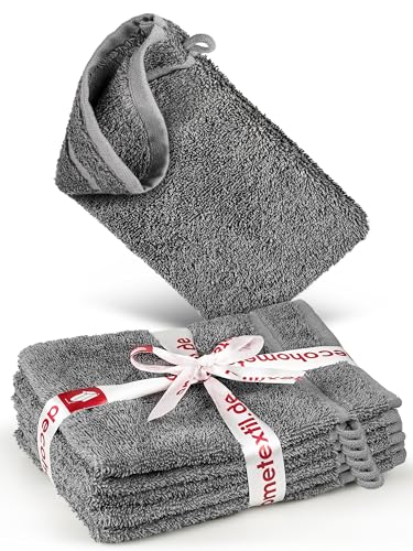 DecoHomeTextil Handtuch-Set 6 Waschlappen in Dunkelgrau aus 100% Baumwolle, hochwertig, kuschelweich und saugstark von DecoHomeTextil Heimtextilmanufaktur