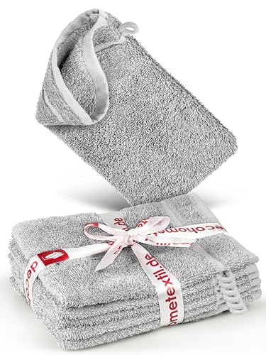 DecoHomeTextil Handtuch-Set 6 Waschlappen in Hellgrau aus 100% Baumwolle, hochwertig, kuschelweich und saugstark von DecoHomeTextil Heimtextilmanufaktur