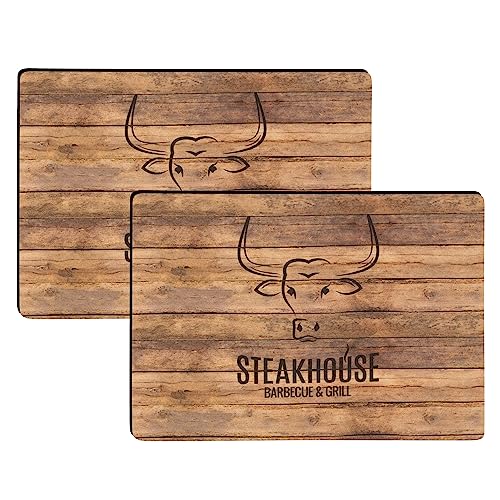 DecoHomeTextil Heimtextilmanufaktur BBQ Tischsets mit Teflon-Fleckschutzausrüstung 2er-Set Steakhouse Holz 30 x 43 cm Anti-Rutsch Rückseite DecoHomeTextil Heimtextilmanufaktur BBQ Tischsets mit Teflon-Fleckschutzausrüstung 2er-Set Steakhouse Holz 30 x 43 cm Anti-Rutsch Rückseite von DecoHomeTextil Heimtextilmanufaktur