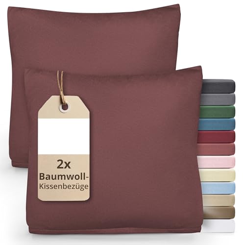 Greenline Kissenbezug Premium Jersey aus 100% Baumwolle Altrosa Doppelpack (2X) 40 x 40 cm Kissenhülle Kissenbezüge von DecoHomeTextil Heimtextilmanufaktur
