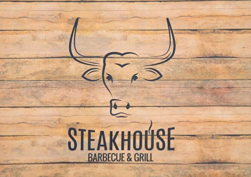 DecoHomeTextil Heimtextilmanufaktur Grillmatte Grillunterlage Bodenschutz Barbecue-Matte Steakhouse Holz 75 x 120 cm Muster wählbar Anti-Rutsch Schwerentflammbar von DecoHomeTextil Heimtextilmanufaktur