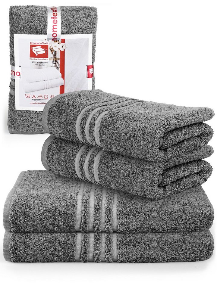 DecoHomeTextil Heimtextilmanufaktur Handtuch Handtuch Set 100% Baumwolle hochwertig kuschelweich saugstark von DecoHomeTextil Heimtextilmanufaktur