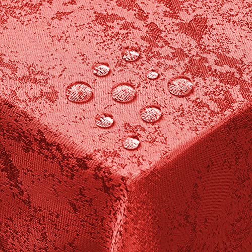 DecoHomeTextil Heimtextilmanufaktur Jacquard Tischdecke Granit Tischdecke Eckig Rot 130 x 260 cm Meliert mit Lotus Effekt Größe & Farbe wählbar von DecoHomeTextil Heimtextilmanufaktur