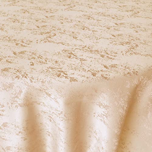 Jacquard Tischdecke Granit Tischdecke Rund Champagner 180 cm Meliert mit Lotus Effekt Größe & Farbe wählbar von DecoHomeTextil Heimtextilmanufaktur