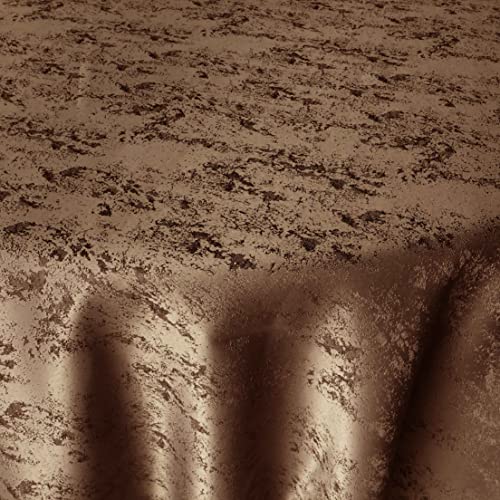 Jacquard Tischdecke Granit Tischdecke Rund Dunkelbraun 180 cm Meliert mit Lotus Effekt Größe & Farbe wählbar von DecoHomeTextil Heimtextilmanufaktur