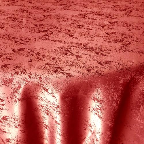 Jacquard Tischdecke Granit Tischdecke Rund Rot 180 cm Meliert mit Lotus Effekt Größe & Farbe wählbar von DecoHomeTextil Heimtextilmanufaktur