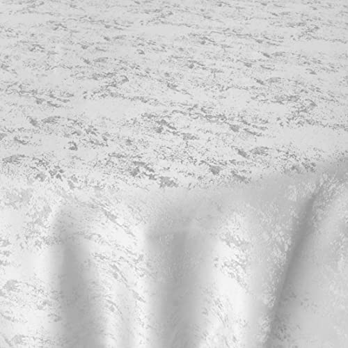 DecoHomeTextil Heimtextilmanufaktur Jacquard Tischdecke Granit Tischdecke Rund Weiß 180 cm Meliert mit Lotus Effekt Größe & Farbe wählbar von DecoHomeTextil Heimtextilmanufaktur
