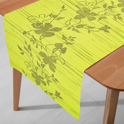 DecoHomeTextil Heimtextilmanufaktur Miami 3D Druck Tischläufer Tablerunner Breite 40 cm Länge und Farbe wählbar Grün 40 x 240 cm von DecoHomeTextil Heimtextilmanufaktur