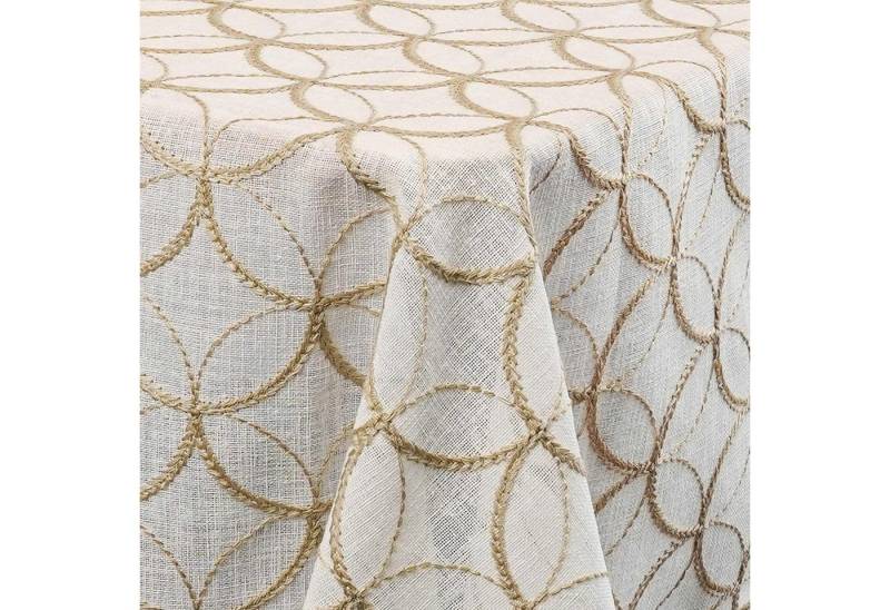DecoHomeTextil Heimtextilmanufaktur Tischdecke Decorativo In Lino Organza Leinen mit dezenter Stickerei pflegeleicht von DecoHomeTextil Heimtextilmanufaktur
