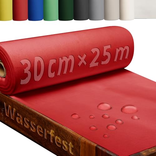 DecoHomeTextil Heimtextilmanufaktur Tischläufer Rolle Tischdeckenrolle Vliesstoff Vlies Rot 0.3 x 25 m 80g/m² abwaschbar wasserabweisend von DecoHomeTextil Heimtextilmanufaktur