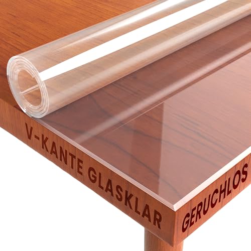 DecoHomeTextil Heimtextilmanufaktur Transparente Folie Schutzfolie glasklar mit abgeschrägter V-Kante Rechteckig 70 x 110 cm Tischschutz Maschinenzuschnitt von DecoHomeTextil Heimtextilmanufaktur
