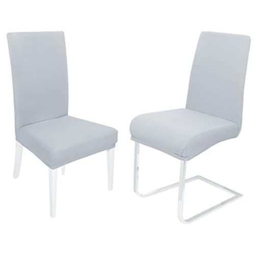 DecoHomeTextil Heimtextilmanufaktur Universal Stretch Uni Stuhlhusse Stuhlhussen Husse Hussen mit 200g/m² 6er Set Hellgrau Farbe und Set Größe wählbar Stuhlbezug Stuhlüberzug Elastisch von DecoHomeTextil Heimtextilmanufaktur